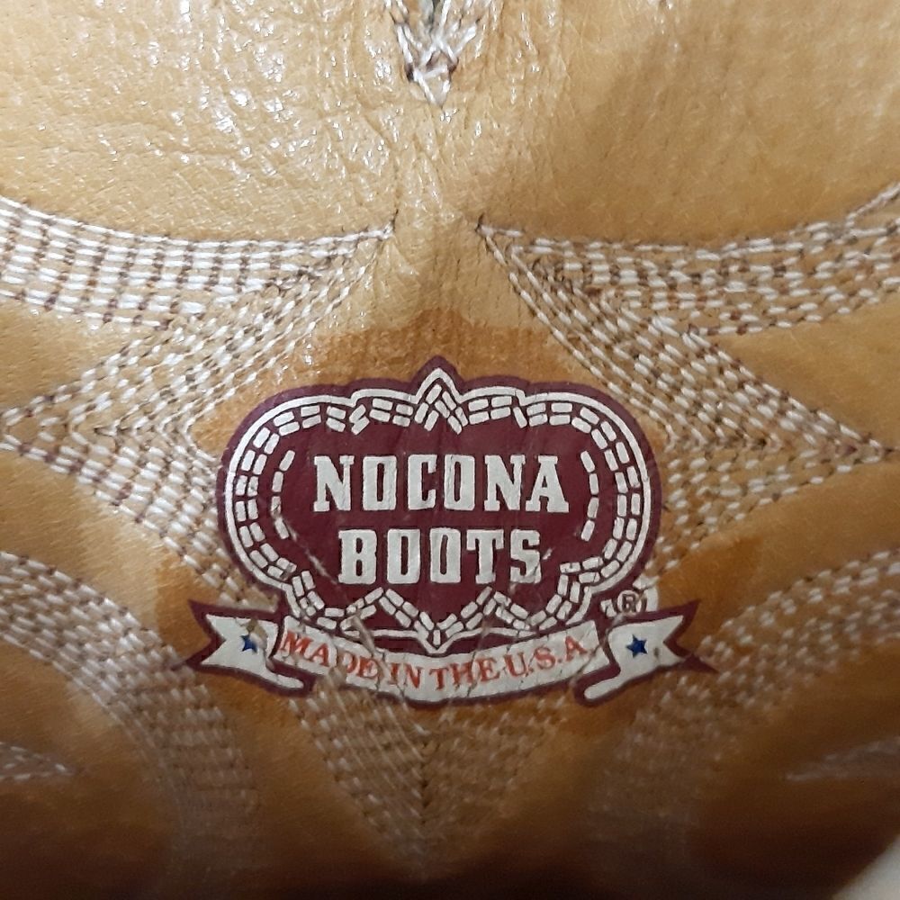 Nocona men's bulhide brown/tan genuine leather  western boots size 8D - Picture 9 of 11